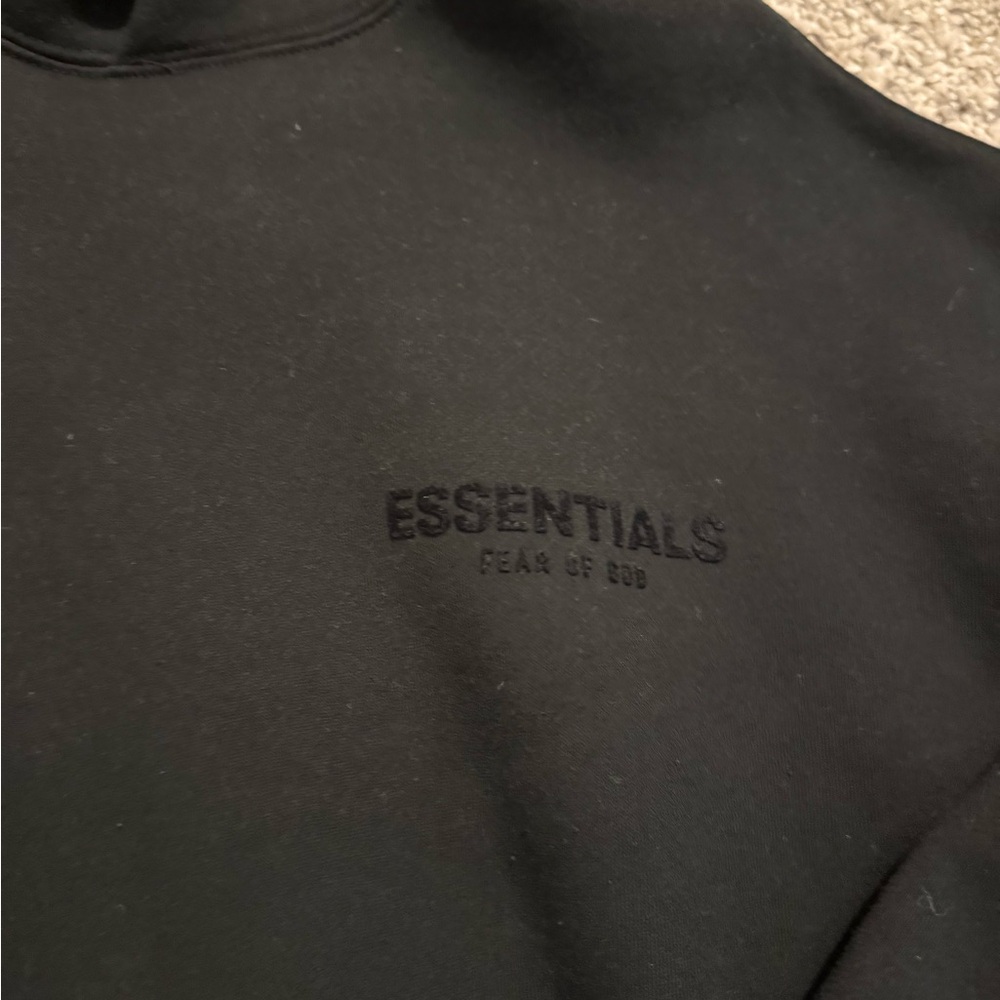 Essentials Black Pullover Hoodie with Tonal Logo - Picture 2 of 6